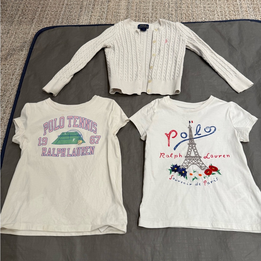 Polo by Ralph Lauren Kids White and Cream Graphic Tees Set